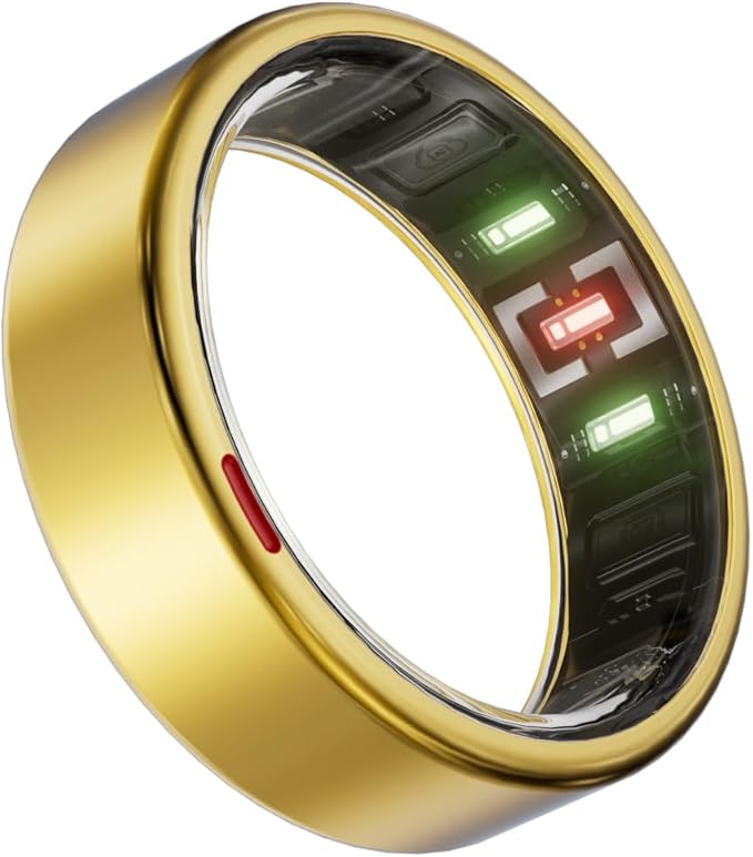 POBOVi Gen 2 Titanium Smart Ring for Women & Men, Sleep & Heart Rate Tracker, No Subscription, Size Before You Buy (Polished Gold, Size 10)