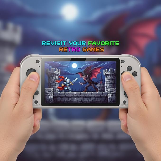 Retro Handheld Portable Video Game Console - 4.3" IPS Screen, Emuelec System, 64GB, 20,000+ Games, Classic Game System (128 GB)