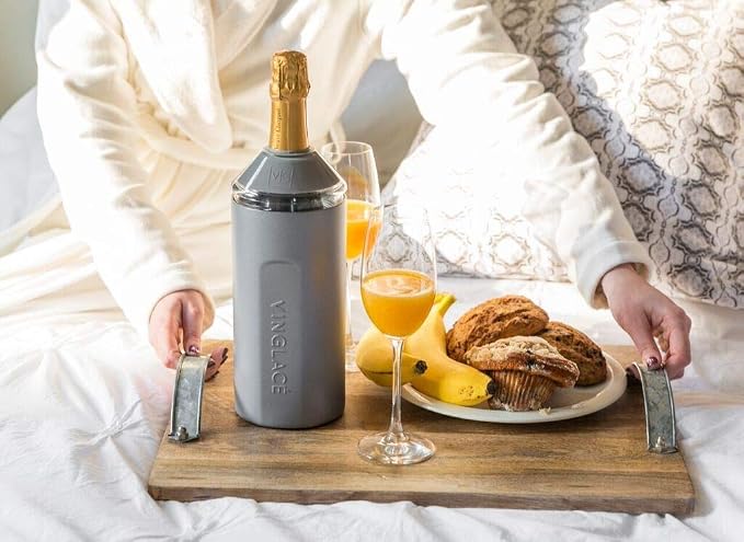Vinglacé Wine Bottle Chiller- Portable Champagne Insulator- Stainless Steel Wine Cooler Sleeve - Keeps Wine Cold (Graphite)