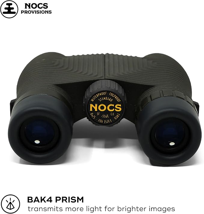 Nocs Provisions Standard Issue 8x25 Waterproof Binoculars, 8X Magnification, Bak4 Prism, Wide View Multi-Coated Lenses for Bird Watching, Hiking & Backpacking - Charcoal Black