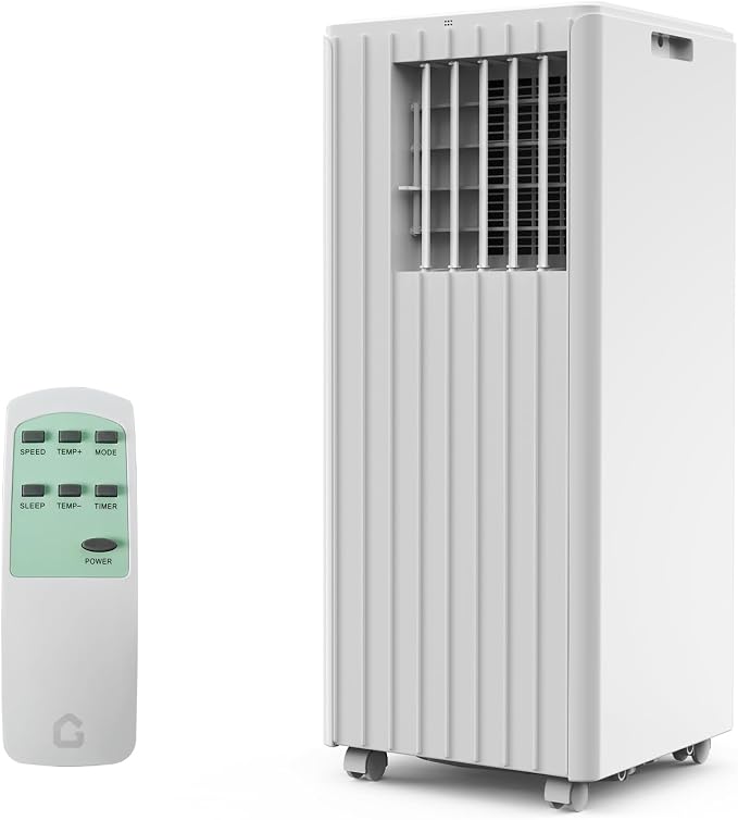Garvee 8000 BTU Portable Air Conditioner, 3-in-1 Portable AC Cooling, Dehumidifying & Fan for Bedroom, Apartment, Dorm & Rooms Up to 350 Sq. Ft, Sleep Mode, 24-Hr Timer, Remote, Window Kit, White