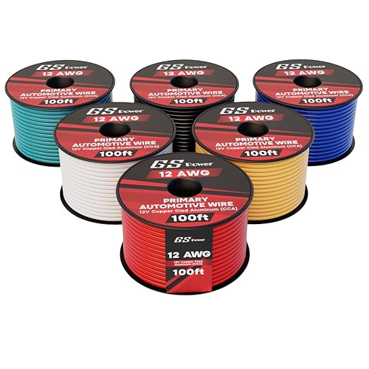 GS Power 600ft CCA 12 Gauge Wire Automotive, 6 Colors 100ft per Roll, 12 AWG 12v, Flexible Speaker Electrical Wire Low Voltage Primary for Car Stereo Audio Trailer Harness Hookup Wiring DIY