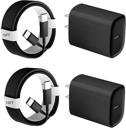 Phone 17 16 15 Pro Charger Fast Charging, 20W USB C Fast Charger Block with 10FT Long Type C Chargers Fast Charging Cable Cord for Phone 17/17 Pro/17 Pro Max/Air/16 Pro Max/16 Pro/15Pro Max/Pro, S24