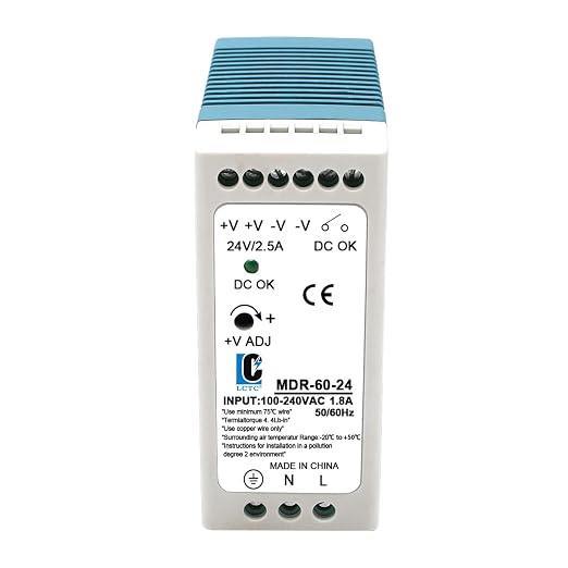 DIn Rail DC 24V Switching Power Supply MDR 60W Rail Type(Input:100-240VAC,Output:24VDC,50/60HZ) Switch Converter (24V 2.5A)