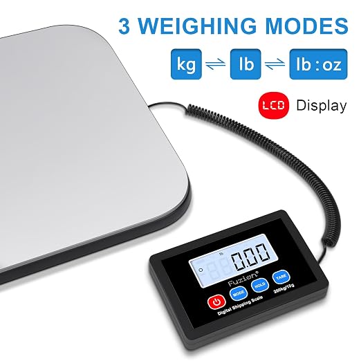 Fuzion-LiftX Shipping Scale, 440LB/200KG x 10g Digital Postal Scale, Hold/Tare Function, Shipping Scale for Packages Small Business/Luggage/Mailing/Postage, Battery & AC Adapter Included