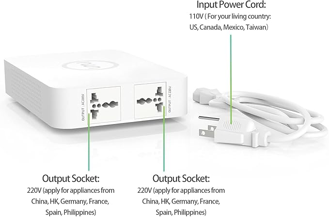 UMI 300W 120V to 220V Step Up Voltage Converter, Step Up 110V to 220V, Work with 220-240V Appliance in US, Safe and Effective