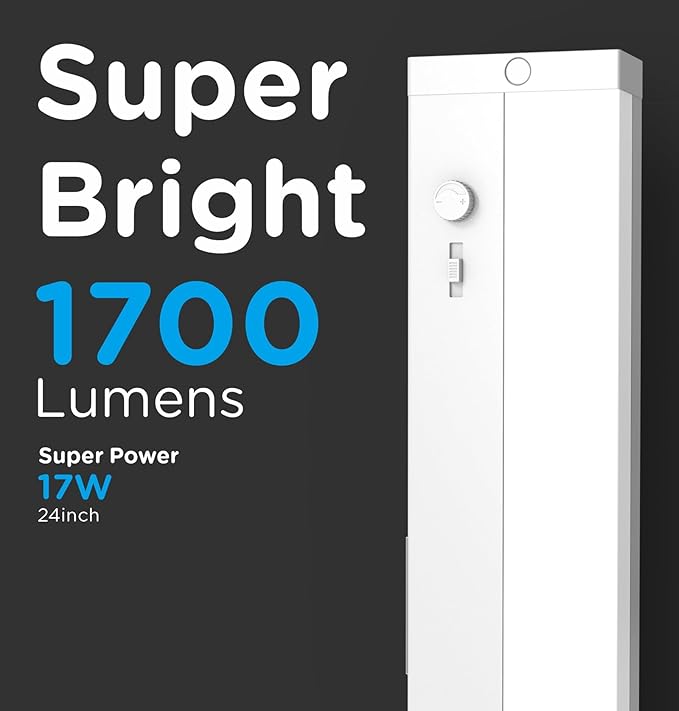 LED Under Cabinet Lighting Hardwired Or Plug in, 24 Inch17W1700LM Super Bright,Dimmable With Dimmer,120V 5CCT 2700/3000/3500/4000/5000K, Linkable Cabinet Light,Under Counter Lights for Kitchen