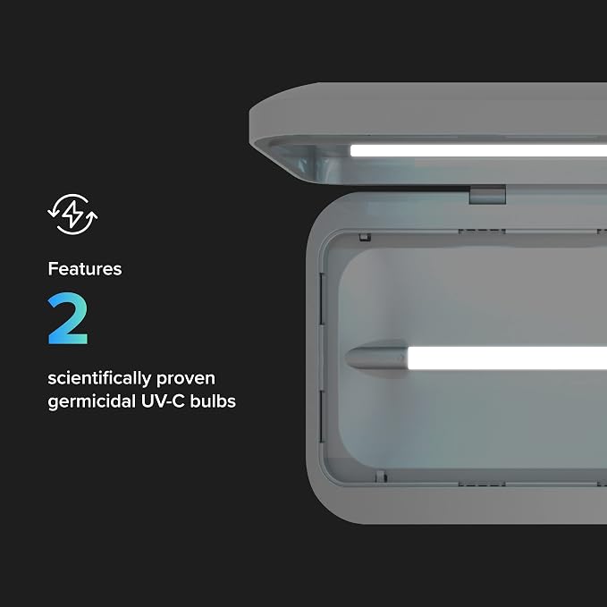 PhoneSoap Go Battery Powered UV Cell Phone Sanitizer & Universal Phone Charger Box | Patented & Clinically Proven 360-Degree UV Box for Smartphones | Disinfects & Charges On The Go (Indigo)