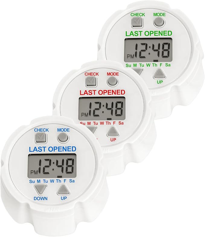e-Pill TimeCap – Smart Pill Bottle Cap with Last Opened Time Stamp & Up to 24 Daily Alarms