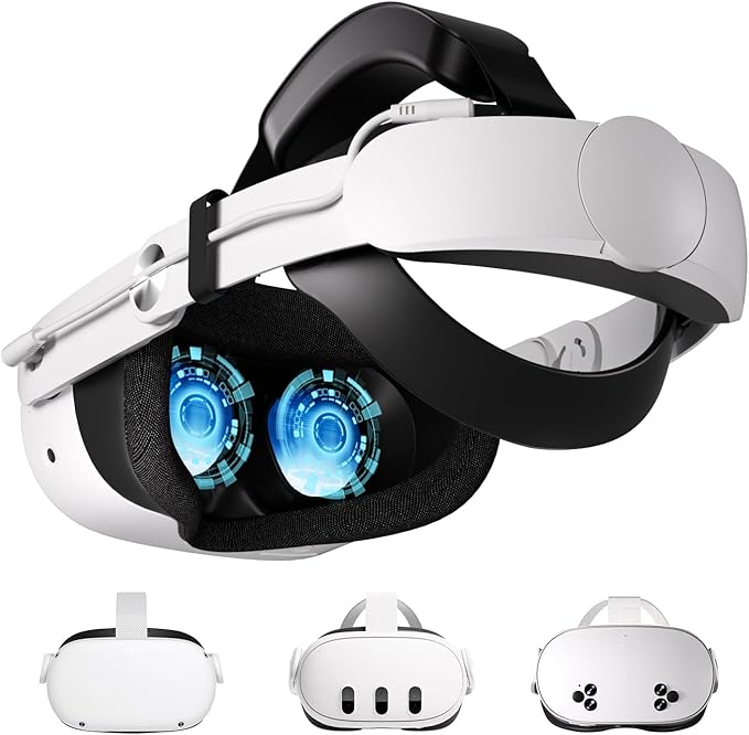 10000mAh Battery Head Strap Compatible with Meta Quest 3S / Quest 3 / Quest 2, Upgraded Elite Strap Replacement with Extend 4H Playtime, Comfortable Adjustable VR Accessories with Zero Facial Pressure