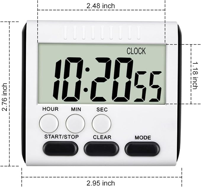 Xuhal 15 Pack 24 Hours Kitchen Timer with Alarm Magnetic Digital Clock Loud Alarm, Big Screen and Strong Magnet Manual Switching Count up or Down and Memory Function for Baking Sports Office Study