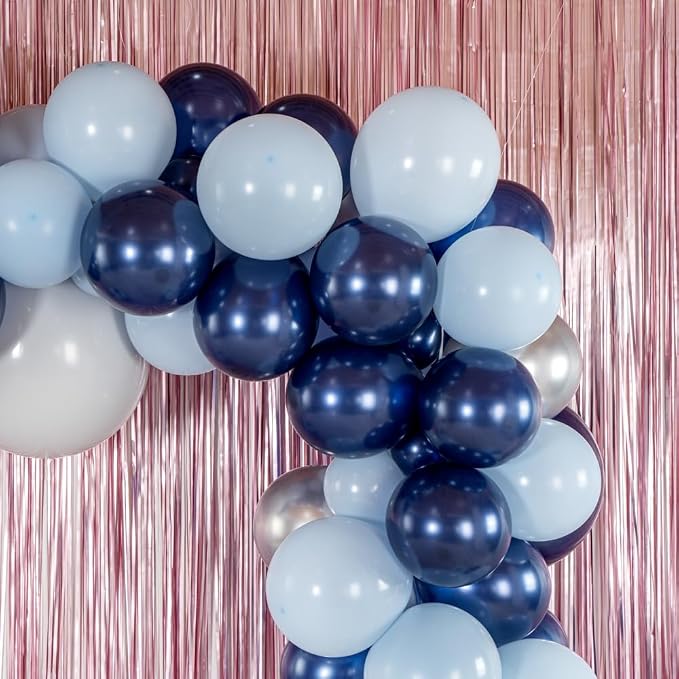 Restaurantware-Balloonify Balloon Garland Set, 1 Party Decoration Kit - 113 Balloons, With Chain, Navy, Sky Blue, & White Latex Balloon Arch Kit, Includes Glue Dots