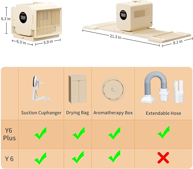 Y6 Plus Portable Clothes Dryer, 850W Travel Mini Dryer for Clothes, Foldable Portable Dryer Machine for Apartments RV Home, Small Compact Electric Dryers for Clothes Underwear Baby Socks