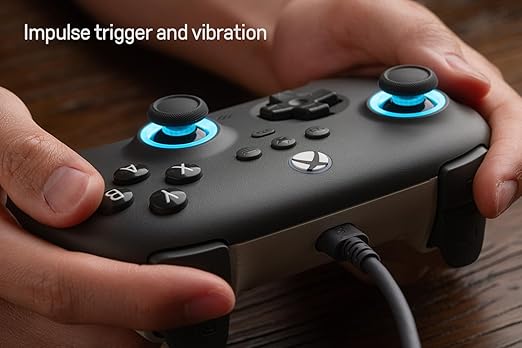 8Bitdo Ultimate C Hall Effect Joysticks/Hall Trigger Wired Controller with RGB Lighting Fire Ring, 3.5mm Audio Jack for Xbox Series X|S, Xbox One, Windows 10/11 - Officially Licensed (Dark Gray)