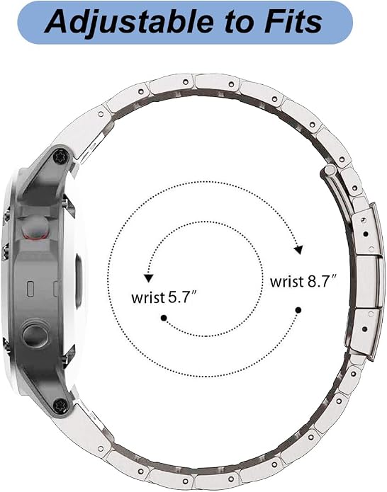 Titanium Band for Garmin Fenix 8 (51mm)/Fenix 7X/6X/5X/Fenix 3 HR, Descent Mk2i Mk2, Tactix 7, Enduro 2 3, Epix Pro Gen 2 (51mm) - 26mm Quick Fit Watch Band Metal Strap for Garmin Watch