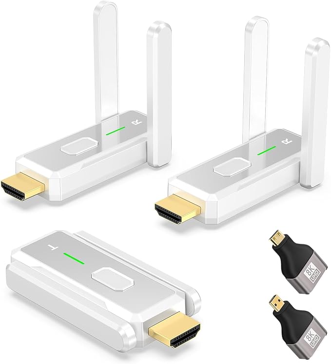 Wireless HDMI Transmitter and 2 Receivers, Up to 6 RX Expandable | 4K Decode 1080P Output| Stream from PC/Laptop/Projector to 2 Monitors/TVs| 500FT Long Range| Business/Conference/Home Theater