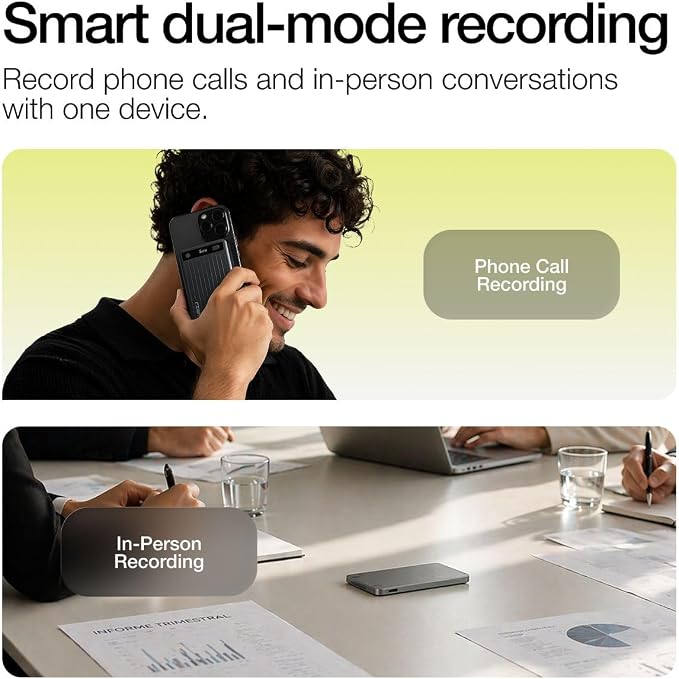 LIMU AI Voice Recorder, German Design AI Note Taking Device with GPT-5, Slim 64GB, 400 Min/Month Audio Recorder, Transcribe, Summarize, MindMap, 125 Language, AI Assist for Meetings, Calls, Lectures