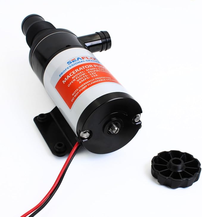 SEAFLO 01 Series Macerator Pump - 12V, 12 GPM (45 LPM) Open Flow, Self-Priming, Anti-Clog, Run-Dry, Heavy-Duty for RV, Boats, Yachts, Camper, & Marine, CE & Rohs Certified, 4-Year Warranty