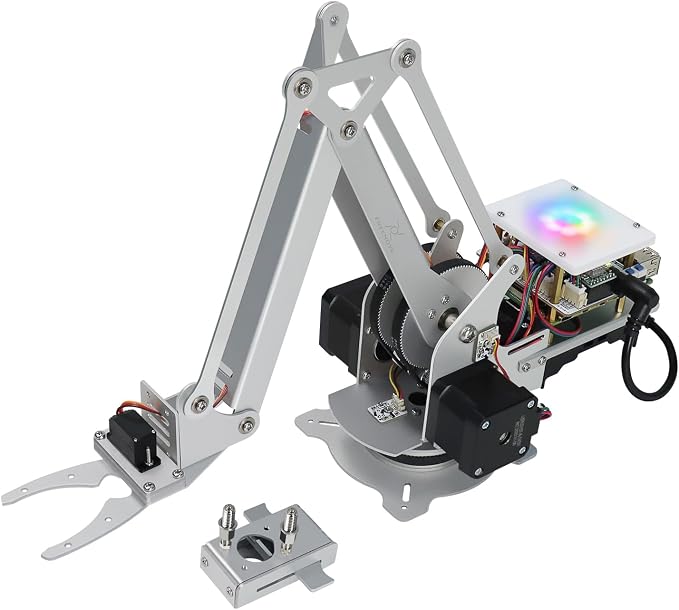 Freenove Robot Arm Kit for Raspberry Pi, High Accuracy, Stepper Motor, Metal Structure, Clamping Mode, Drawing Mode, Record and Replay, App Control (Raspberry Pi NOT Included)