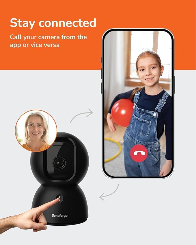 SensForge 2.5K Pan-Tilt Security Camera, 360° Dual-Band WiFi Camera for Home, Free AI Human & Pet Detection