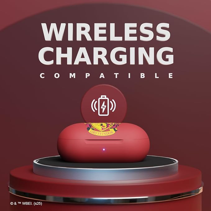 iJoy Harry Potter Gryffindor Wireless Bluetooth Earbuds with Charging Case, Built-in Mic, 30 Hr Playtime, Officially Licensed | Harry Potter Gifts for Women, Men, Teens, Kids & All Fans of Gryffindor