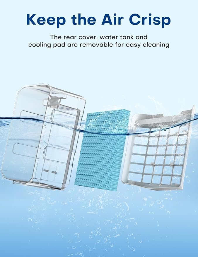 4-IN-1 Portable Air Conditioners, Evaporative Air Cooler w/4 Modes & 3 Speeds, 15H Timer for Smart Auto-off, 2-Gal Tank for 20H Cooling,17FT Remote,No Hose Needed,120°Oscillating Swamp Cooler