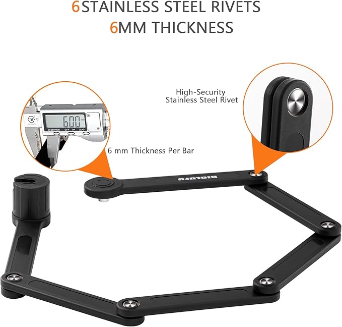 Bike Lock Bicycle Scooter Motorcycle Folding Locks with 4Keys, Fold Chain Heavy Duty Alloy Steel Foldable Lock with Mounting Bracket 2pc Straps, 86cm/34 Unfolding, 1.92 lbs