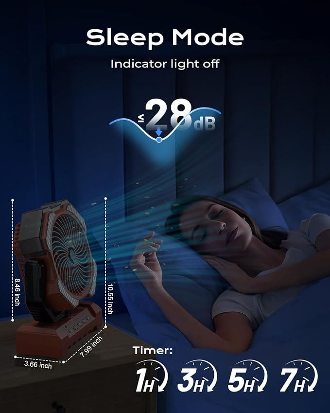 Misting Fan, Portable Camping Fans with 9oz Water Tank, 24000mAh Rechargeable Fan with 4 Speed, Battery Powered Fans with 120H Cooling, Last 5H Mist, 2 Mist Modes, Light, Outsides/Summer Essential