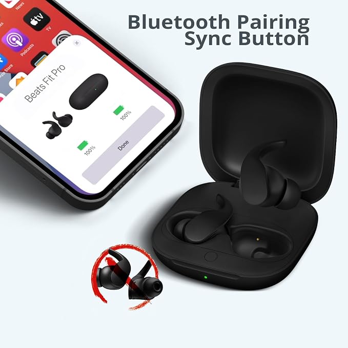 Charging Case Replacement Compatible for Beats Fit Pro, Portable Charger Case Support to Wireless Pairing, with Sync Button, 700mAh Built-in Battery, Charge Earbuds 3 Times, Black