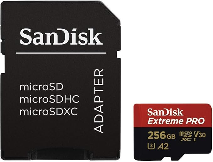 SanDisk microSDXC Extreme PRO 256GB Memory Card with Adapter Works with DJI Mini 4 Pro Action Drone (SDSQXCD-256G-GN6MA) A2 UHS-I U3 4k Bundle with 1 Everything But Stromboli MicroSD & SD Card Reader