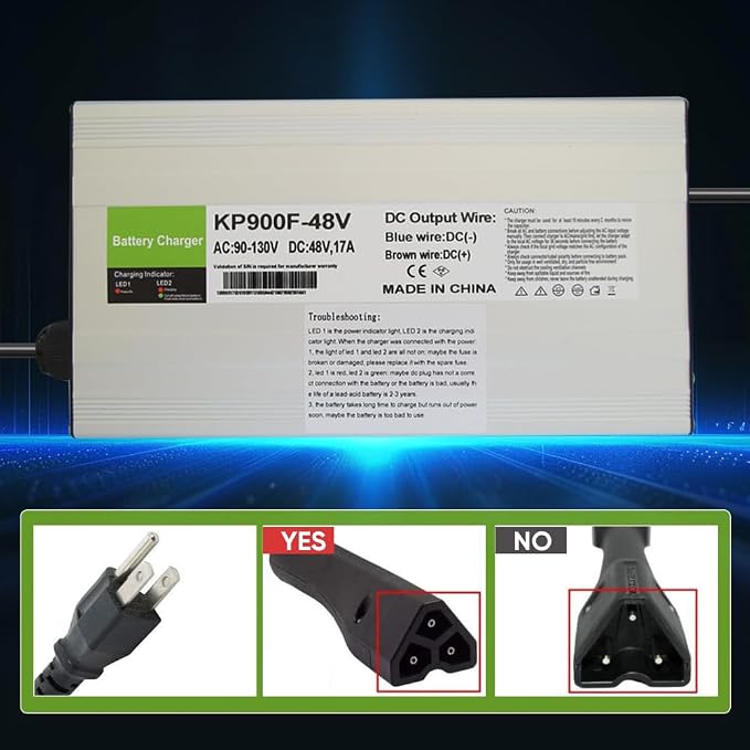 17 AMP Golf Cart Charger for 48 Volt EZGO RXV & TXT with 3 Pin Triangular Plug-Lead Acid Battery