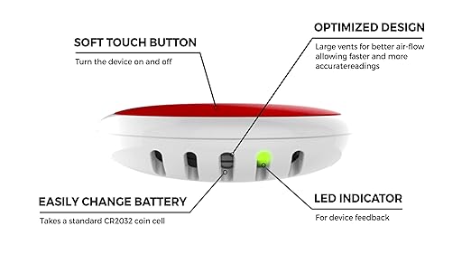 Disc Maxi Temperature Sensor and Logger for iPhone & Android, Bluetooth Compatible, Remote Wireless Thermometer, Long Range, Large Memory, Unlimited Data Export, USA Developed and Supported