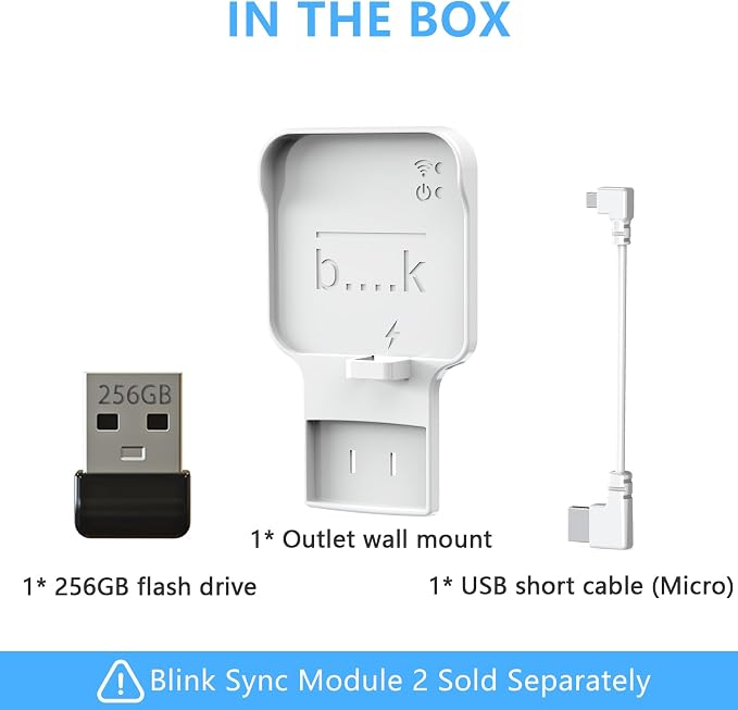256GB USB Flash Drive with Outlet Wall Mount for Blink Sync Module 2, Space-Saving Mount Bracket Holder for Blink Outdoor/Indoor Security System (Sync Module 2 is NOT Included),1Pack