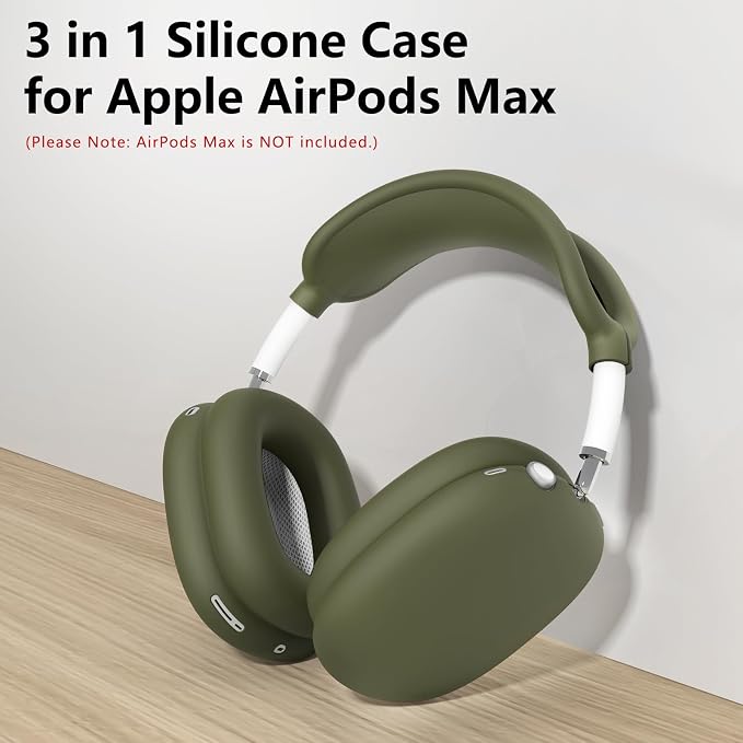 Silicone Case Cover for AirPods Max Headphones,Ear Pad Case Cover/Ear Cups Cover/Headband Cover for AirPods Max 2/1 (2026/2024/2020)(USB-C/Lightning),Accessories for Apple AirPod Max 2, Military Green