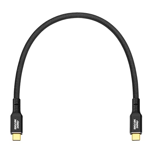 USB Type-C Cable, 80Gbps Data Transfer, 4K Video Recording for Sony A7RV FX3 Canon R5C R3 Lumix GH6 S5IIX X‑H2 X‑T5 Camera, Crucial x10 SSD, ASUS Lenovo Laptop, iPhone 16, 30cm