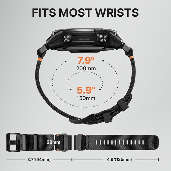 Bandletic Compatible with Garmin Instinct 2 Watch Band - 22mm Quick Fit Rugged Nylon Replacement Band for Fenix 8 E 47mm/7 6 Pro/5 Plus/Instinct 3 E 45mm/Forerunner 970 965/Approach S70 S62/Epix Pro