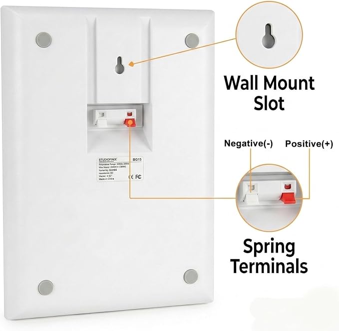 STUDIOFINIX Ultra Slim 5.25 Inch 240W Wall Mount Speakers, 8 Ohm Passive Home Theater Indoor Speakers for Bedroom, Kitchen, Living Room,White(Pair)