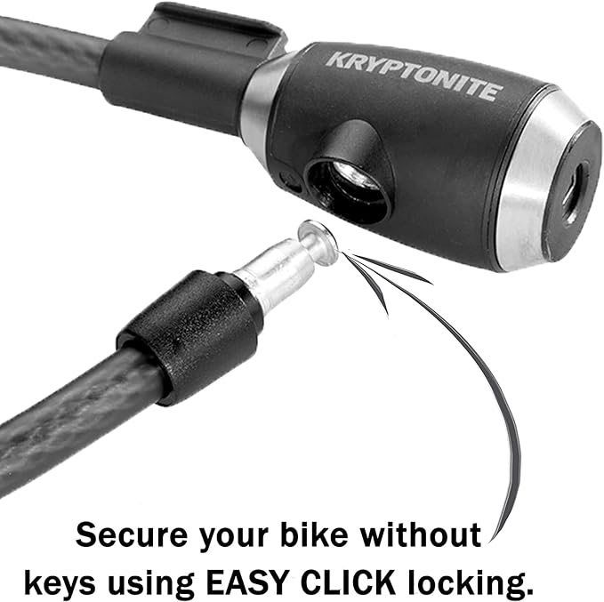Kryptonite KryptoFlex Bike Lock Cable, 2FT/6FT/10FT Long 12mm Thick Heavy Duty Braided Steel Cable Anti-Theft Security Lock for Outdoor Equipment, Combination/Key Bike Lock