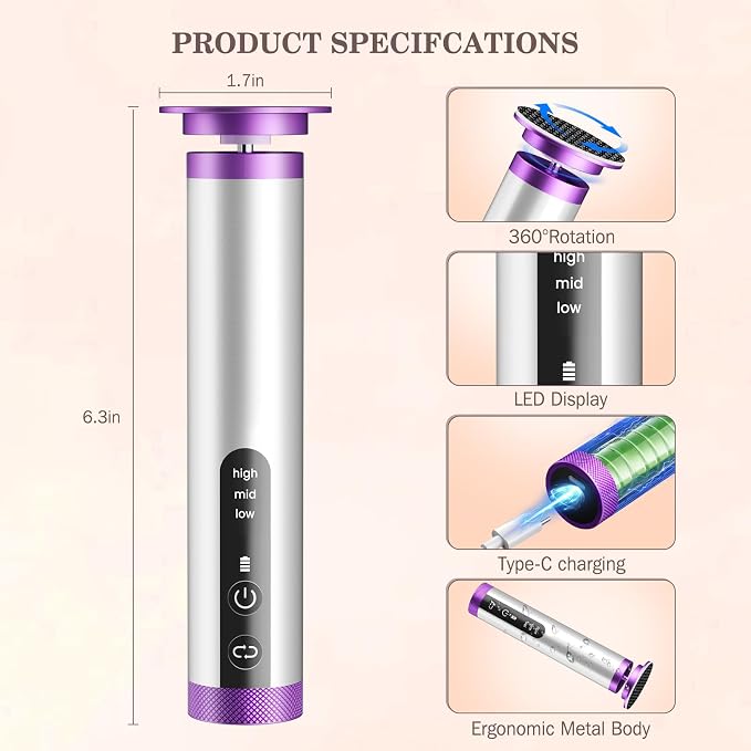 2PCS Electric Foot Callus Remover with Nano-Glass Head(Purple)+(Black)