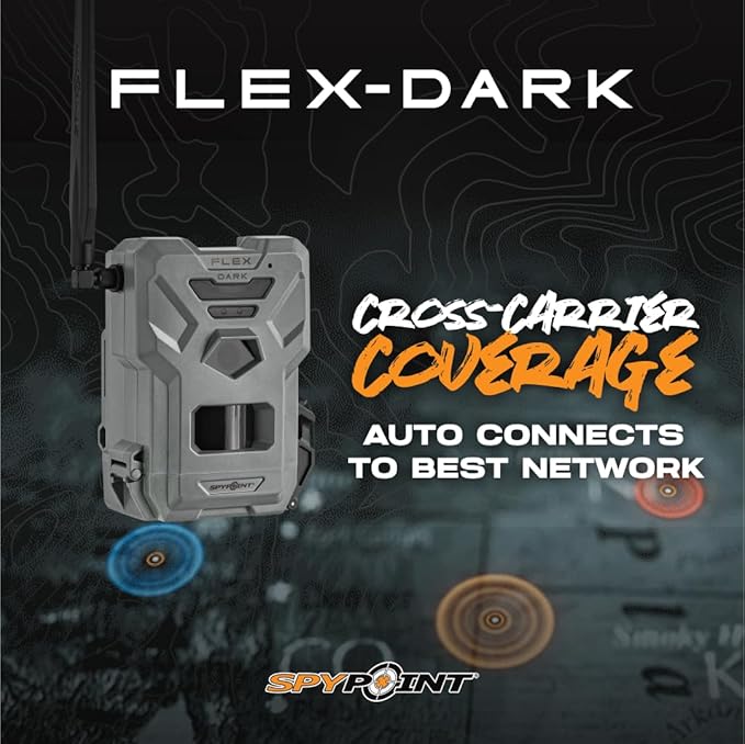SPYPOINT Flex-Dark Ultimate Pack with SD Card + LIT-22 - Cellular Trail Camera, 40MP Photos, 1080p Video + Sound, No-Glow Game Camera, Hunting Night Vision, Motion Activated,100ft Detection