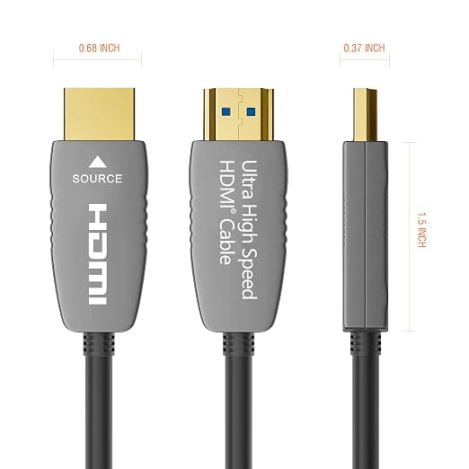 RUIPRO 8K HDMI Ultra High Speed Latest 2.1b Certified Fiber Optic Cable CL2 Rated 50 Feet 8K60Hz 4K120Hz 48Gbps eARC HDR HDCP2.3 for RTX4080/4090/3080/3090 Xbox PS5 AVR Projector LG/Samsung/Sony