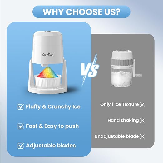 Professional Shaved Ice Machine: RX03 Electric Snow Cone Maker & ICEE Machine for Home, 60W Power, 120V Universal Voltage, Create Fluffy Ice Snow Cones, Slushies and Frozen Treats-White