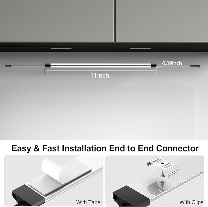 LABOREDUCER Under Cabinet Lights Plug in 10 Pack,11inch Ultra Thin LED Dimmable Closet Lights with Remote and Alexa Google APP,Under Counter Lights for Kitchen,Cabinet,Workbench (10Pack Cold White)