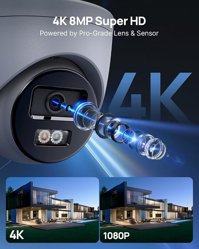 ANNKE C800 4K PoE Security Camera with AI Human/Vehicle Detection, IP Cam with Audio,Wide Angle, Remote Access, Spotlight Night Vision, IP67 Waterproof, H.265+, Support up to 512GB TF Card