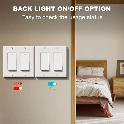 Smart Switch 2 Gang, Neutral Wire Required, 2.4GHz Wi-Fi Light Switch Compatible with Alexa and Google Home, UL Certified
