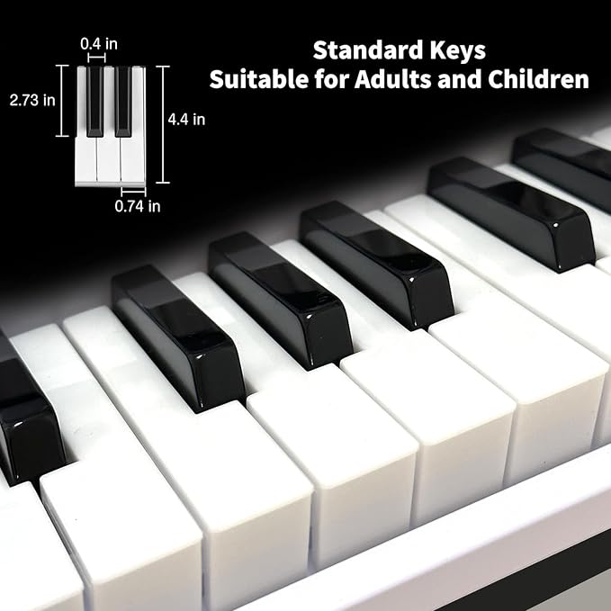 61 Key Electronic Keyboard Piano with Lighted Up Keys, Musical Mini Keyboard Piano with keyboard stand, Digital Portable Synthesizer Keyboards for Beginners Kids Adults (white)