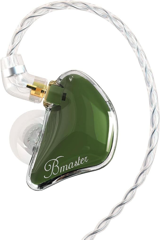 BASN Bmaster in Ear Monitor Headphones for Musicians, Hybrid Triple Drivers Dynamic Earbuds, Sound Isolating Earphones with 2 Detachable MMCX Cables (Olive)