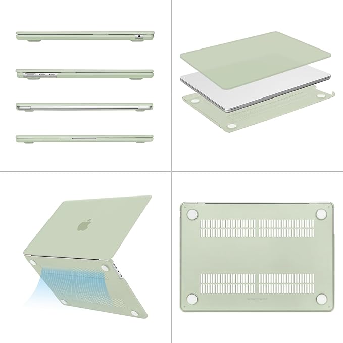 MOSISO Compatible with MacBook Air 13 inch Case M5 2026 M4 2025 M3 M2 2024-2022 A3449 A3240 A3113 A2681, Hard Shell&Keyboard Cover&Screen Film&Type C for MacBook Air 13.6 inch Case, Sage Green