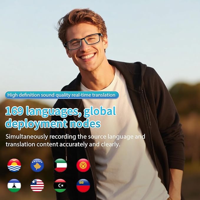 GenXenon AI Smart Glasses, AI Translator Powered by ChatGPT with Real-Time Translation (160+ Languages),AI Noise Cancellation, Removable Temples, Anti-Blue Light Bluetooth Glasses for Men & Women