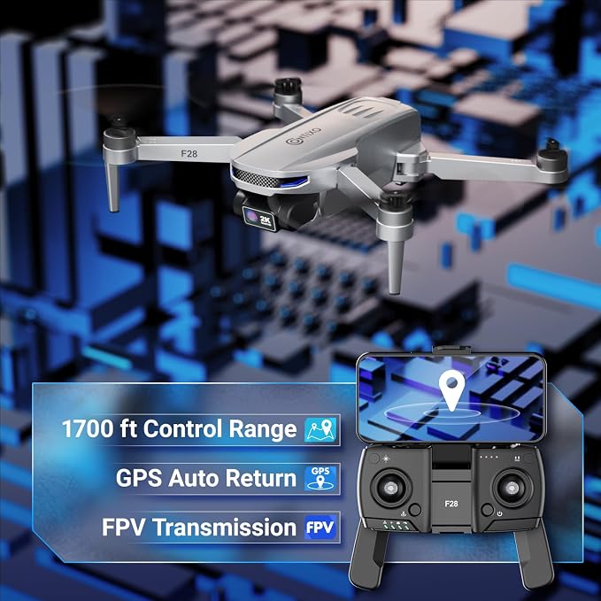 Contixo F28 GPS Drone with Camera for Adults Beginners, Foldable FPV Drone with Auto Follow, One Key Return, Waypoint Flight, Selfie Mode, 23 Min Flight Time, Carrying Case, No FAA Registration